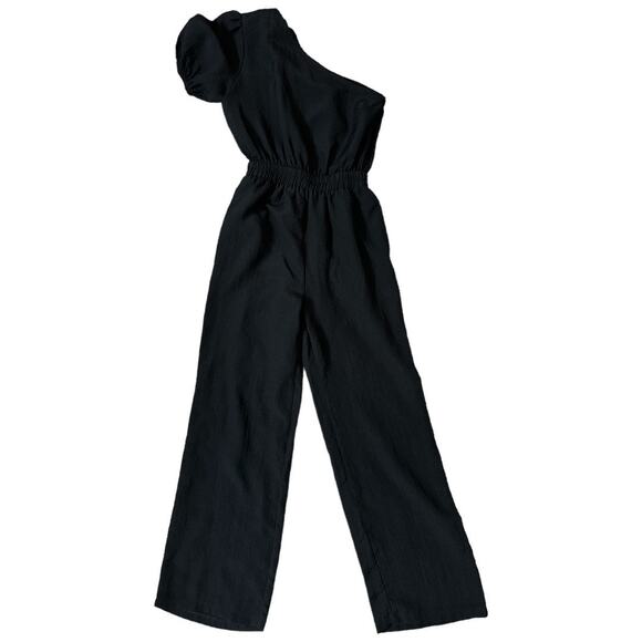 MVN the Label Black Lancey One Shoulder Dressy Jumpsuit 4 - Picture 2 of 10